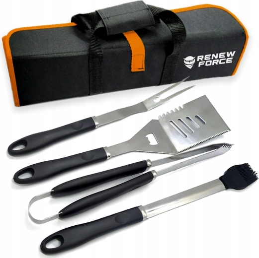 RENEW FORCE 4-in-1 Stainless Steel BBQ Tool Set with Case