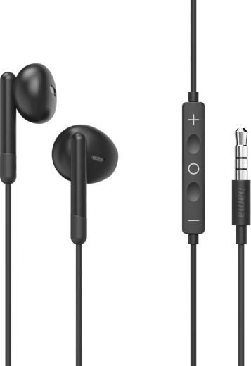 Noble black wired in-ear earbuds with microphone