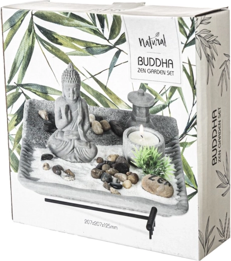 Buddha cement candle holder – grey set