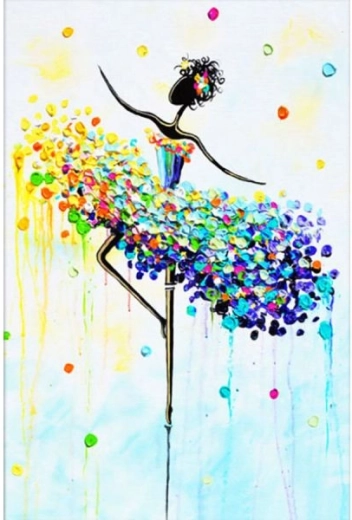 Schilderen op nummer in lijst 40 × 50 cm ballerina – kleurrijk - 1 stuk