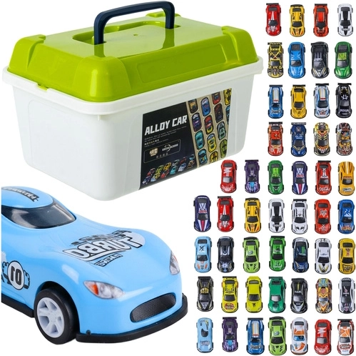 ISO TRADE Spielzeugautos mit Rückziehmotor im Koffer (50 Stk.)
