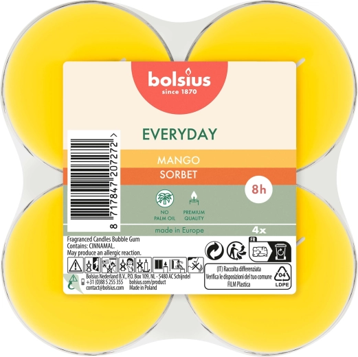 Bougies chauffe-plat maxi au parfum de mangue, lot de 4