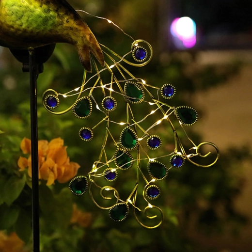 Radiant peacock tail with LEDs