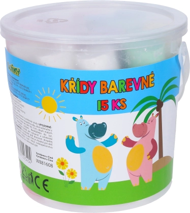 Colored sidewalk chalk in a bucket, 15 pcs