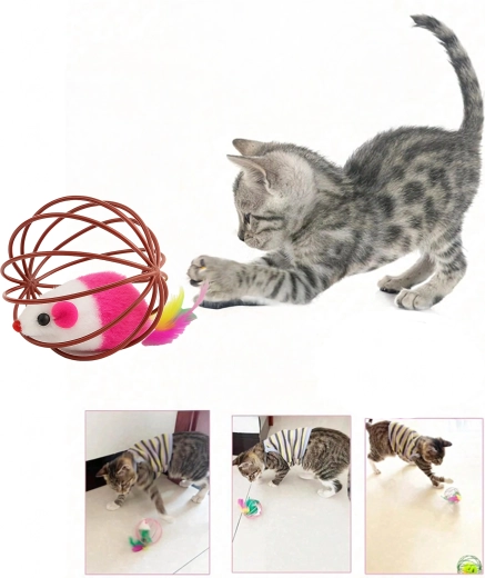 Plüschmaus mit Federn und Rassel