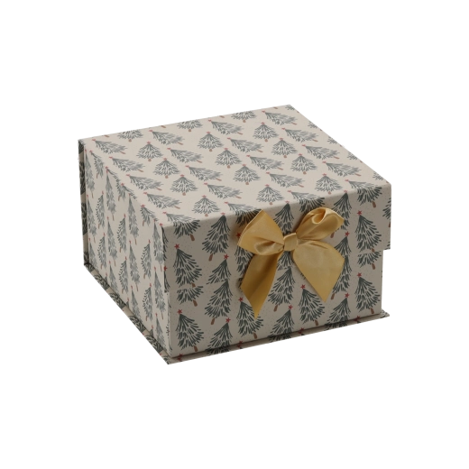 Weihnachts-Geschenkbox mit goldener Schleife 17 × 17 × 9 cm - 1 Stück