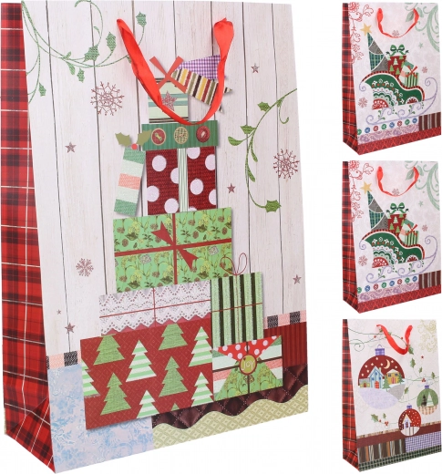 Papieren cadeautas L 31 × 44 × 12 cm Kerst