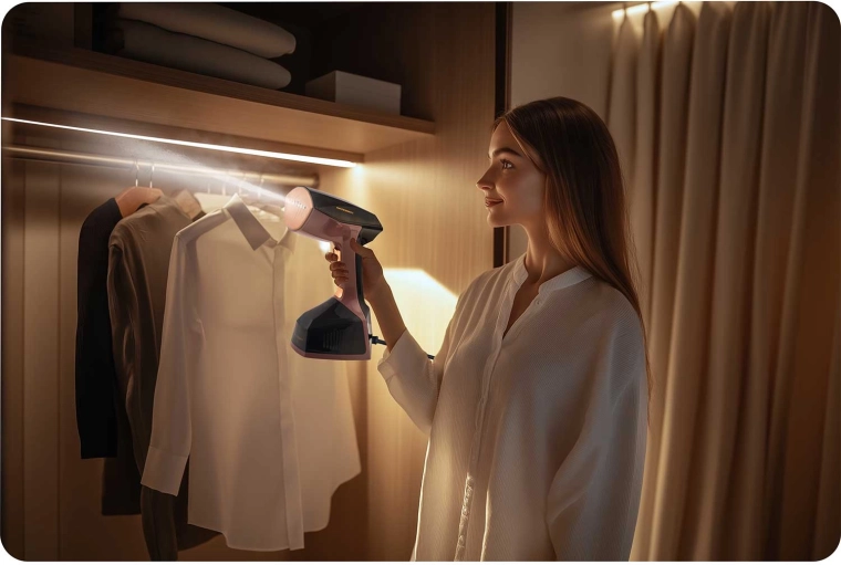 Convenient vertical and horizontal steaming