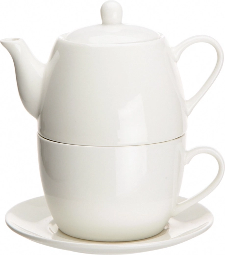 Porcelain Tea for One set Regular, cream