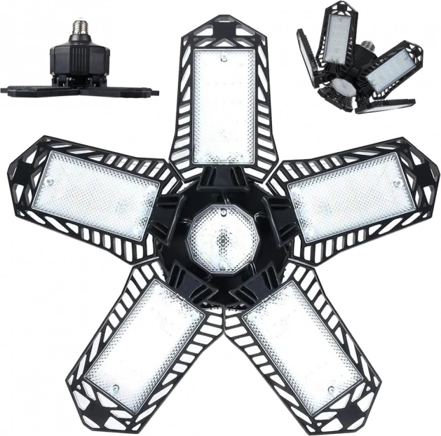 Plafonnier LED pliable pour atelier E27, 80 W, 8000 lm