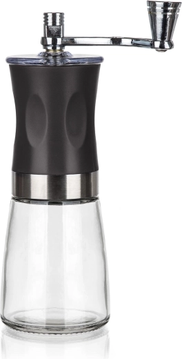 Culinaria Manual Coffee Grinder with Ceramic Burrs, 19 cm, Glass/Black
