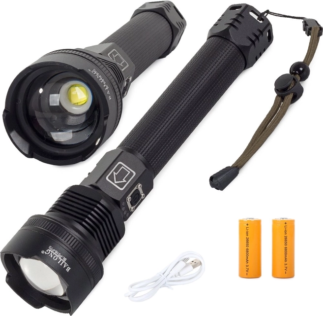 BAILONG taktische LED-Taschenlampe CREE XHP70 mit Zoom, IPX5