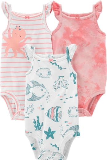 Bodies sans manches CARTER'S Pink Ocean 3 pcs – fille 3 pcs NB / taille 56