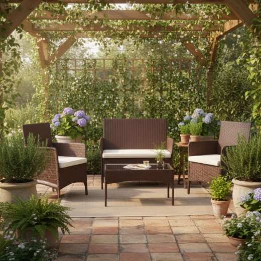 Stilvolle Rattanoptik, die dem Wetter standhält