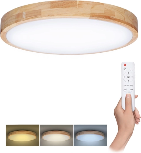 Solight LED plafond- en wandlamp met afstandsbediening Solid Oak 60 W, 51 cm, dimbaar, CCT 3000–6500 K