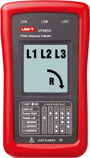 Uni-T UT261A tester voor fasevolgorde en draairichting van motor