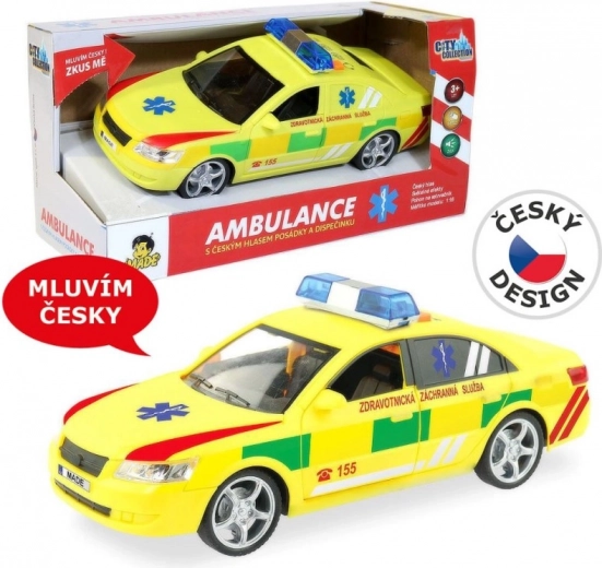 Ambulance with beacon and sound 1:16 with friction drive