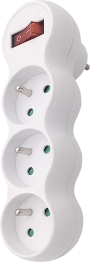 Solight stekkerdoos voor stopcontact met verstelbare steun, 3 stopcontacten, wit