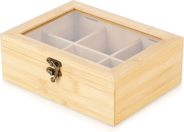 Organiseur à thé en bambou avec 6 compartiments