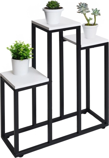 Metal plant stand with 3 shelves, white - 1 piece