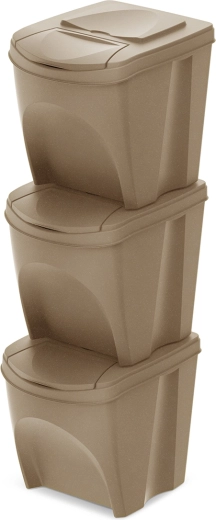 Ensemble de bacs de tri Sortibox Eco Wood 3×25 l, Naturo