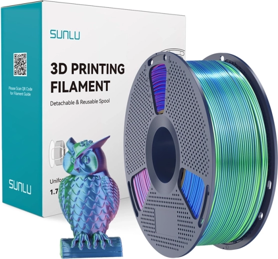 Sunlu PLA+ Silk driekleurig filament voor 3D-printen blauw–groen–paars