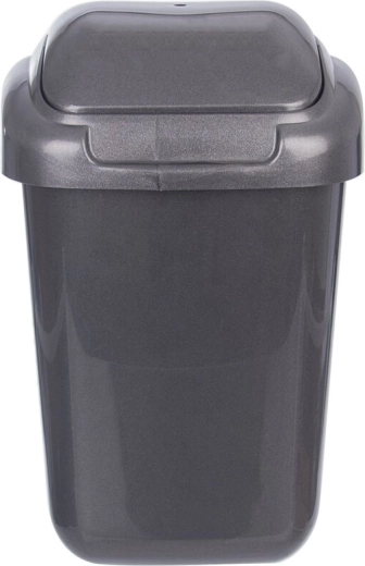Anthrazitfarbener Abfalleimer mit Klappdeckel 15 l