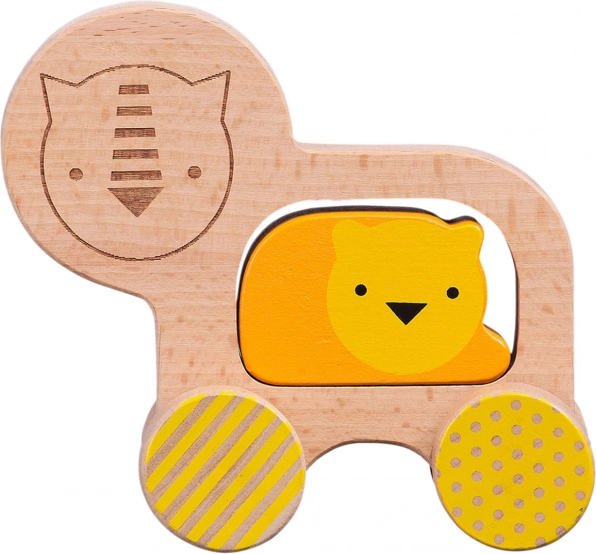 Houten leeuw op wieltjes van Petit Collage