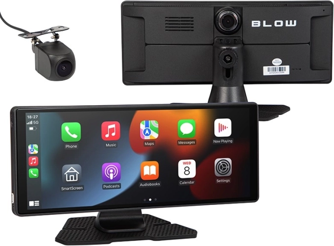 Multimedia-Station mit kabellosem Apple CarPlay 5.0 und Android Auto, dualer Dashcam und Rückfahrkamera BLOW