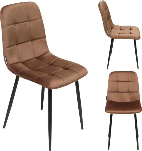 Gepolsterter Esszimmerstuhl aus Velours im Loft-Stil, braun