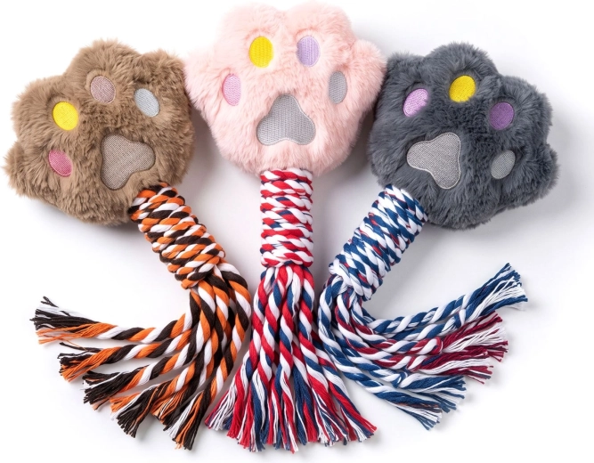 Jouet en peluche couineur en forme de patte avec corde pour chiens - 1 pièce