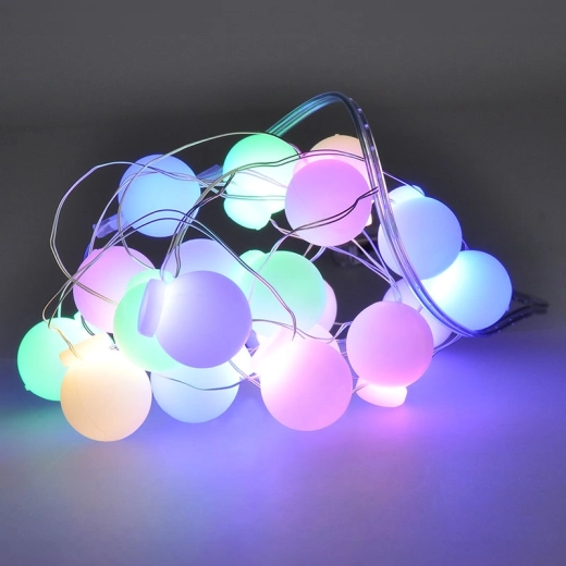 Solight led-kerstlichtsnoer met gekleurde bolletjes 20 led 2 m op batterijen