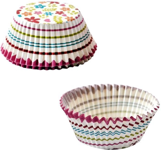 Papieren muffinvormpjes TORO, 60 stuks, bloemenmotief