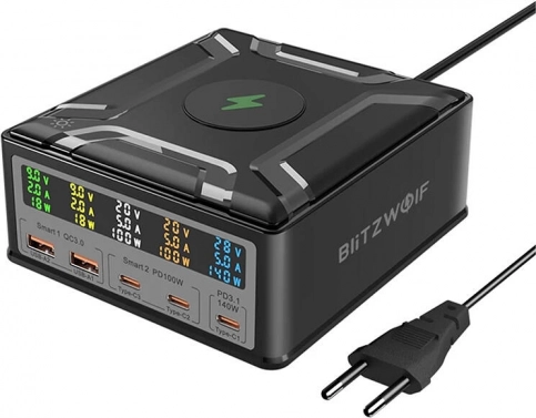 Chargeur Universel BlitzWolf BW-S28 avec recharge sans fil, noir