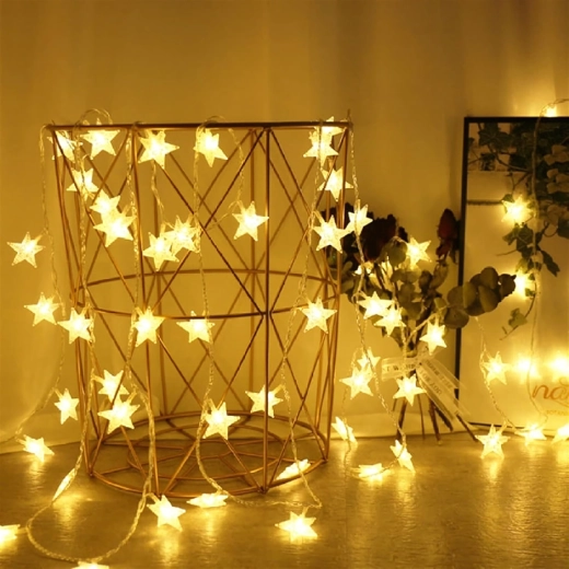 Guirlande lumineuse de Noël avec étoiles, 100 LED, blanc chaud, 10 m