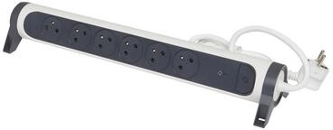 Câble rallonge avec protection 6x2P+T 1,5 m blanc-noir