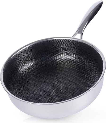 Poêle profonde en acier inoxydable COOKCELL 26 cm avec revêtement antiadhésif