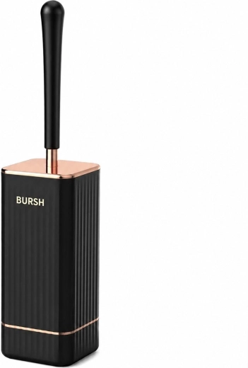 Silicone toilet brush RENEW FORCE with holder and wall mounting, black