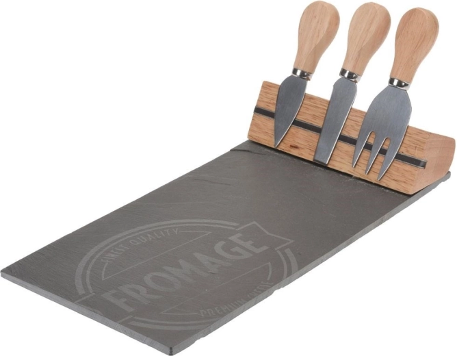 Drie RVS messen met houten handgrepen