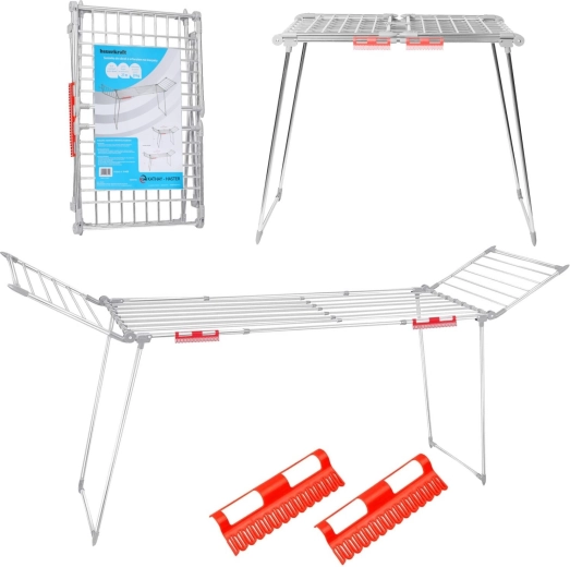 XXL folding freestanding clothes drying rack with extendable wings