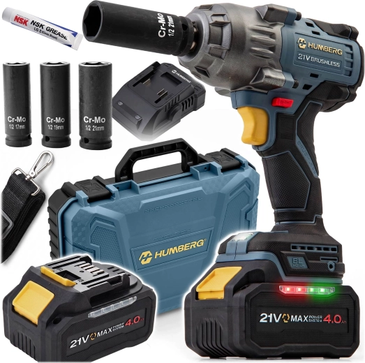 Accu-slagmoersleutel Humberg 21 V 850 Nm met koffer