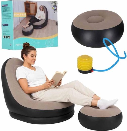 Fauteuil relax gonflable avec repose-pieds et pompe à pied