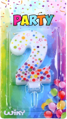 Partykaars cijfer 2 met stippen