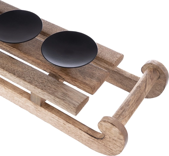 Natural wood and black metal