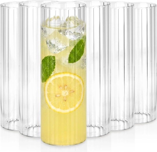 Verres Vilde 560 ml, lot de 6, hauts à rainures