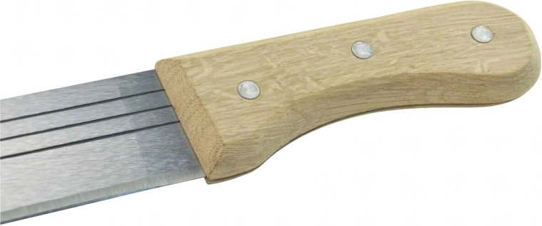 Ergonomic wooden handle with rivets