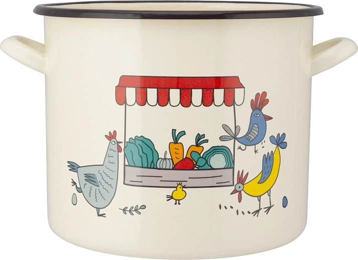 Marmite émaillée pour bouillon Kurki crème 10 l avec couvercle
