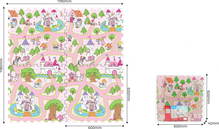 Soft foam blocks with princess 60 × 60 cm, 4 pcs