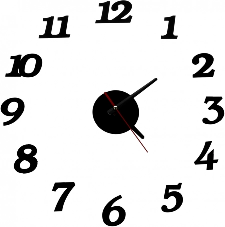 Horloge murale adhésive DIY – noire, réglable 12 heures