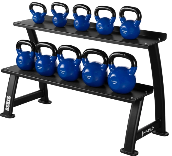 Twee niveaus met capaciteit voor tot 10 kettlebells